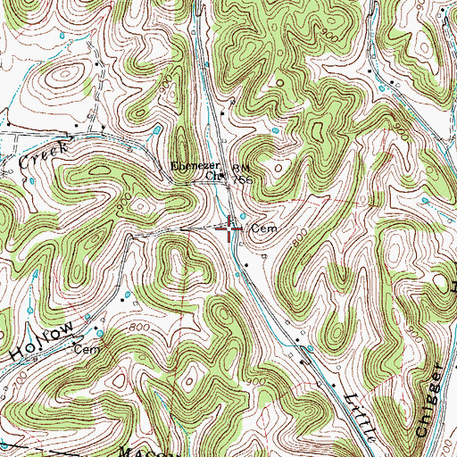 Topographic Map of Brown Cemetery, TN