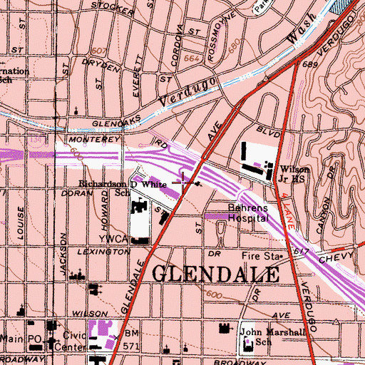 Topographic Map of Calvary Bible Presbyterian Church, CA
