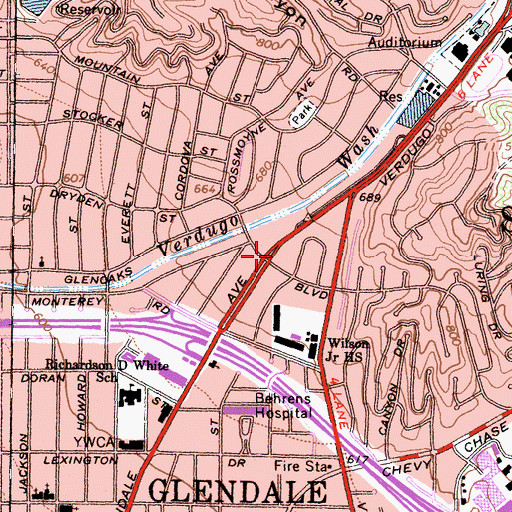 Topographic Map of Verdugo Metropolitan Pumping Station, CA