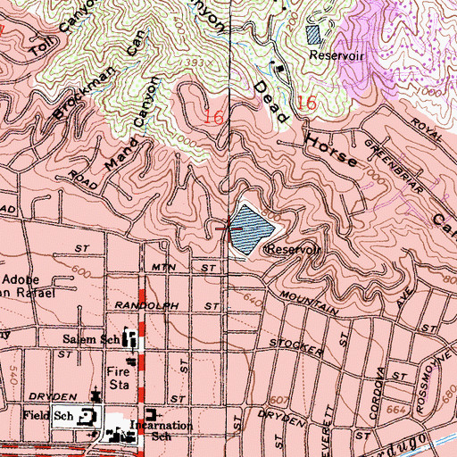 Topographic Map of Diederich Street Reservoir, CA