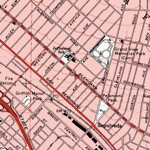Topographic Map of North Glendale Hospital, CA
