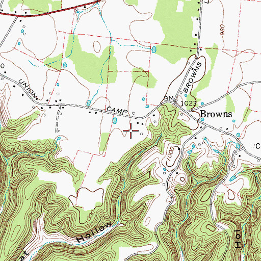 Topographic Map of John R Brown Cemetery, TN
