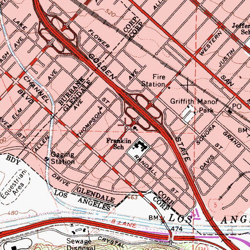 Topographic Map of Lake Street Church of the Nazarene, CA