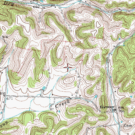 Topographic Map of Josephus Cartwright Cemetery, TN