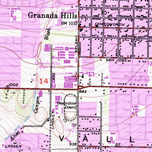 Topographic Map of First Presbyterian School, CA