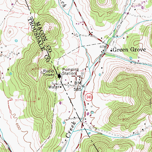 Topographic Map of Charlton Cemetery, TN