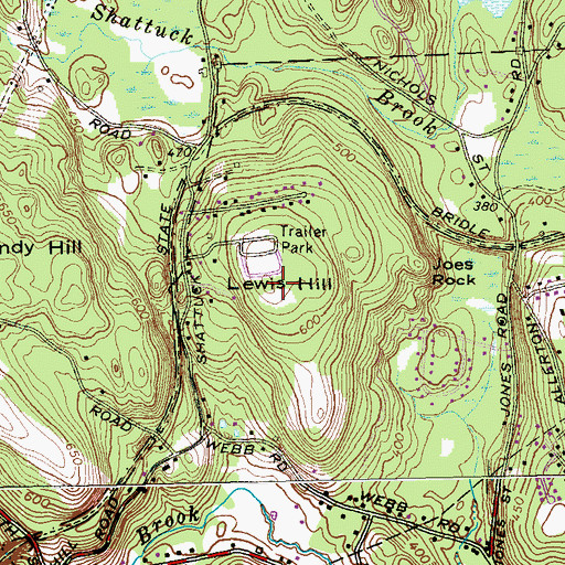Topographic Map of Lewis Hill, CT