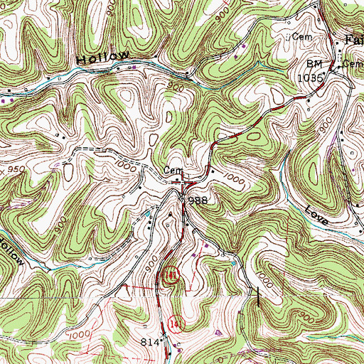 Topographic Map of Chestnut Grove Cemetery, TN