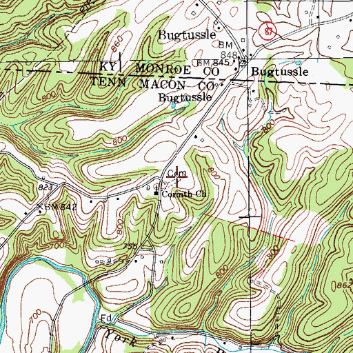 Topographic Map of Cornith Gardens Cemetery, TN