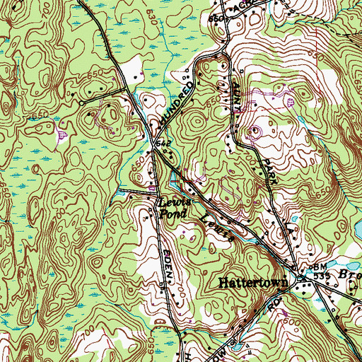 Topographic Map of Lewis Pond, CT