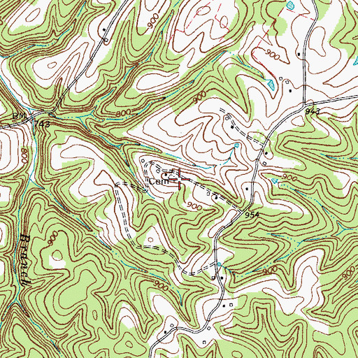 Topographic Map of Dickens Cemetery, TN