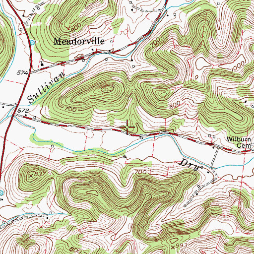 Topographic Map of East Fork of Goose Creek Cemetery, TN