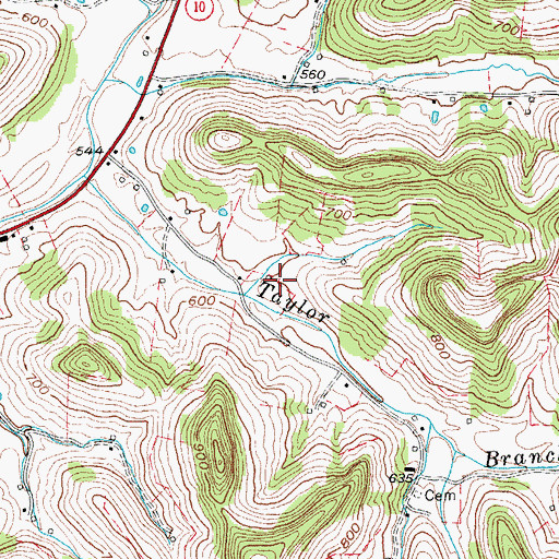 Topographic Map of Jacob Eller Cemetery, TN