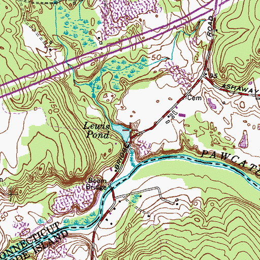 Topographic Map of Lewis Pond, CT