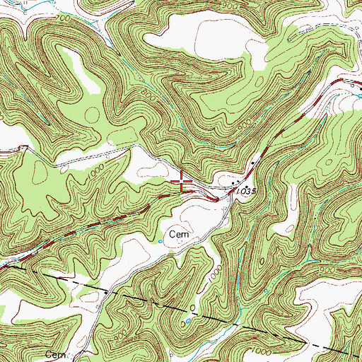 Topographic Map of John B Goad Cemetery, TN