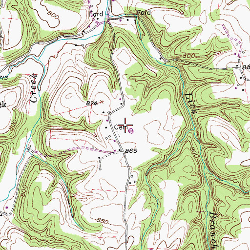 Topographic Map of King Cemetery, TN