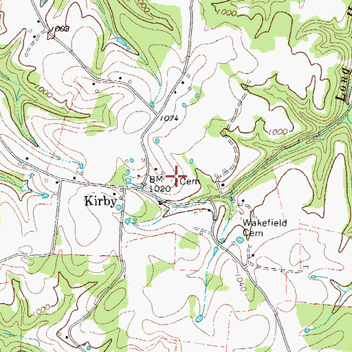 Topographic Map of Kirby Family Cemetery, TN