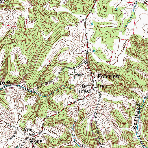 Topographic Map of Love - Ladd Cemetery, TN