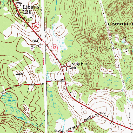 Topographic Map of Liberty Hill Cemetery, CT