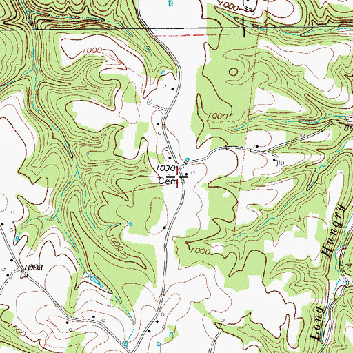 Topographic Map of McCawley Cemetery, TN