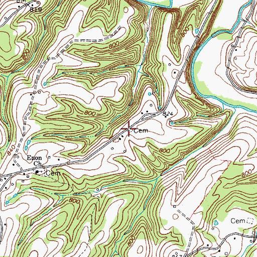 Topographic Map of Elias McDonald Cemetery, TN