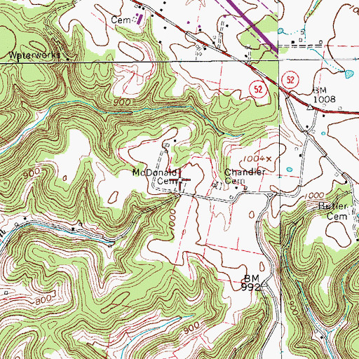 Topographic Map of Nelson McDonald Cemetery, TN