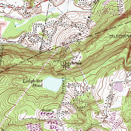 Topographic Map of Lidyhites Hill, CT