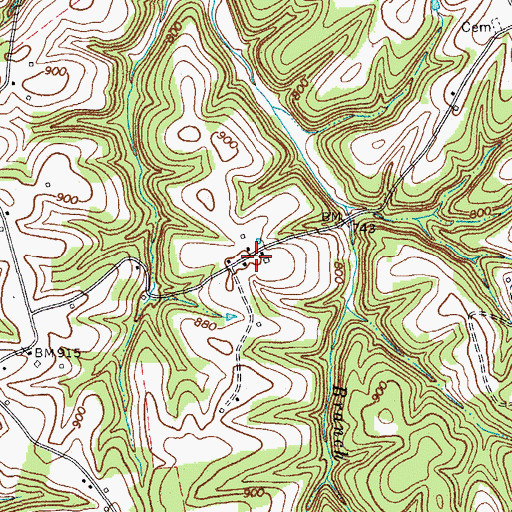 Topographic Map of Irving Meador Cemetery, TN