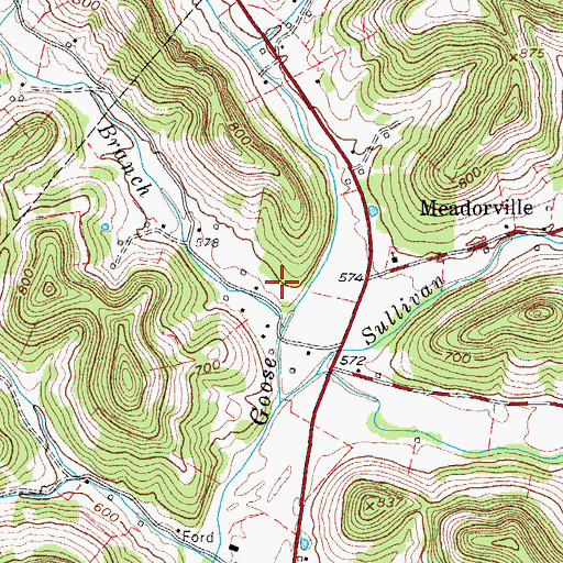 Topographic Map of Meadorville Graveyard Cemetery, TN