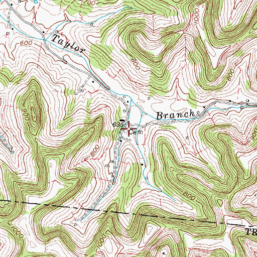 Topographic Map of Merryman Cemetery, TN
