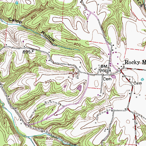 Topographic Map of Mount Pleasant Cemetery, TN