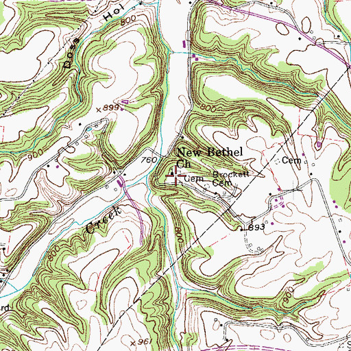 Topographic Map of New Bethel Cemetery, TN