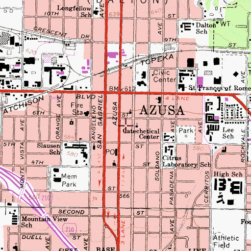 Topographic Map of First Assembly of God Church, CA
