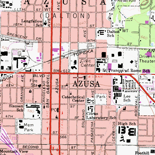 Topographic Map of First Presbyterian Church, CA
