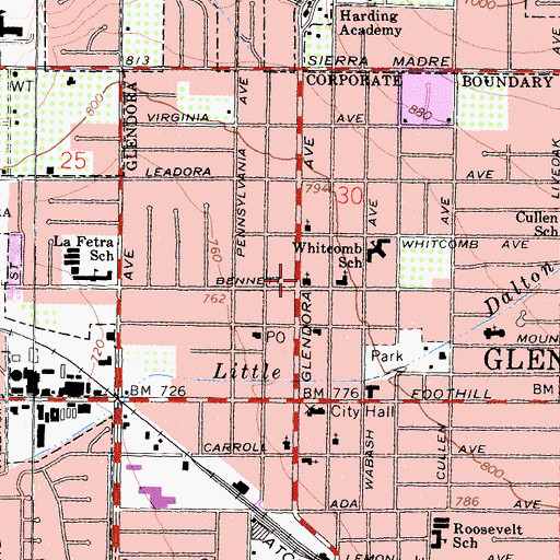 Topographic Map of First Christian Church, CA