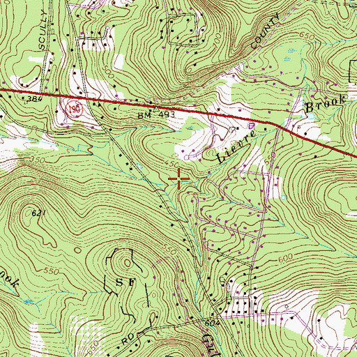 Topographic Map of Lievre Brook, CT