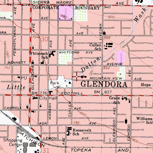 Topographic Map of Grace Episcopal Church, CA