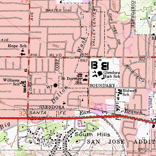 Topographic Map of Saint Dorothy's Church, CA