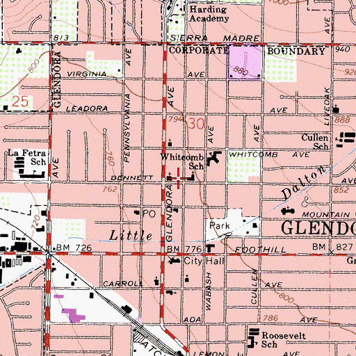 Topographic Map of United Methodist Church of Glendora, CA