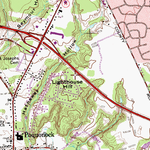 Topographic Map of Lighthouse Hill, CT