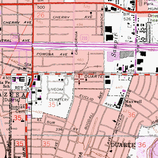 Topographic Map of Bethlehem Temple Apostolic Church, CA