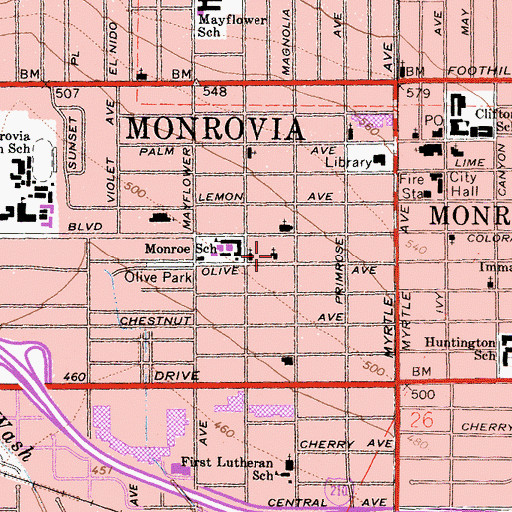 Topographic Map of Calvary Road Baptist Church, CA