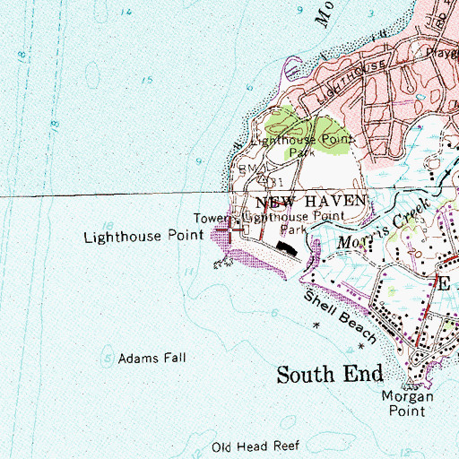 Topographic Map of Lighthouse Point, CT
