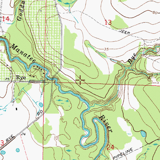 Topographic Map of Rye Wilderness Park, FL