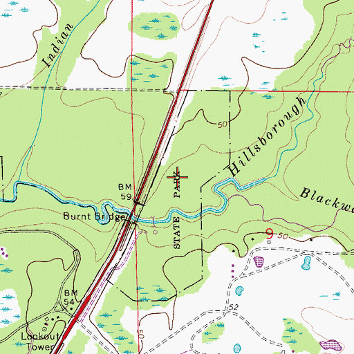 Topographic Map of Fort Foster State Historic Site, FL