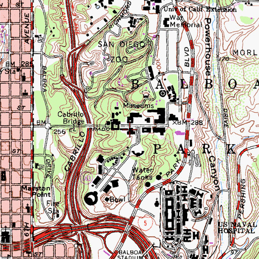 Topographic Map of Mingei International Museum, CA