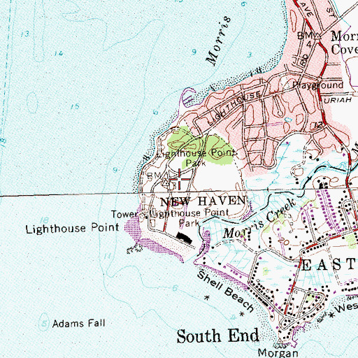 Topographic Map of Lighthouse Point Park, CT