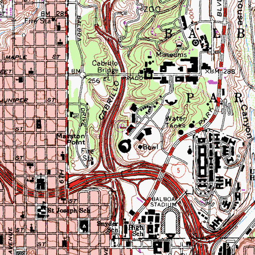 Topographic Map of San Diego Automotive Museum, CA