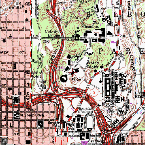 Topographic Map of Municipal Gymnasium, CA