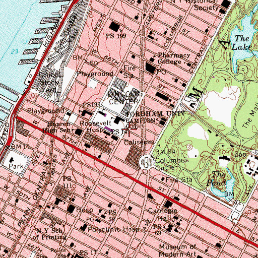 Topographic Map of Kent Automatic Parking Garage (historical), NY